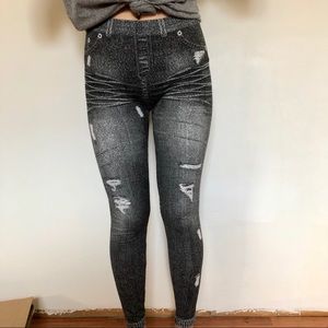 One Step Up black wash stretch jegging